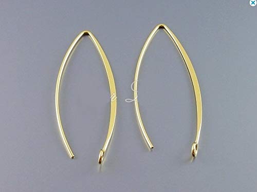 Adabele 100pcs Hypoallergenic Long V Shape Marquise Earring Hooks 45mm 18K Yellow Gold Plated Ear Wire (Strong Wire 0.9mm/19 Gauge) DIY Craft Earrings Jewelry Making250-G - color: Gold
