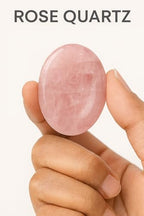 Rose Quartz Worry Stone – Natural Thumb Stone for Love, Anxiety Relief & Meditation | Pocket Palm Stone for Reiki, Crystal Healing, Stress Relief, Chakra Balancing & Spiritual Energy - color: Rose Pink