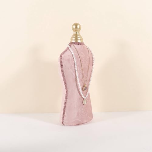 GemeShou Velvet necklace holder display stand, Pink jewelry necklace display for selling, necklace mannequin for jewelry, necklace bust jewelry display for Countertop【Pink-Medium】 - color: Pink, size: Medium