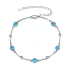 HPQQ Anklet Bracelet for Women 925 Sterling Silver Natural Stone Chain Bead Ankle Bracelet Beach Summer Fine Jewelry Mothers Day Birthday Gifts for Women Mom Wife - color: Bracelet-7"-9"-Turquoise