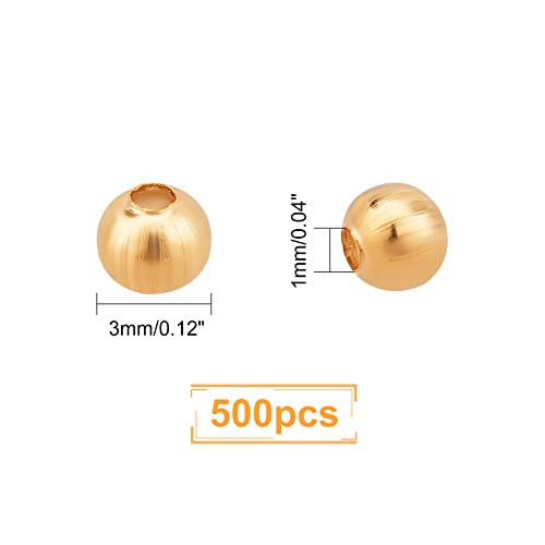 UNICRAFTALE 500pcs Golden 304 Stainless Steel Round Spacer Metal Beads - Tiny Smooth Beads for Jewelry Making - About 3mm in Diameter - color: Golden, size: 3mm