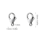 [12MM/ 120PCS] Stainless Steel Lobster Clasps for Jewelry Making 304 Stainless Steel Lobster Claw Clasps Bulk for DIY Crafts Jewelry Making - color: 12mm stainless steel