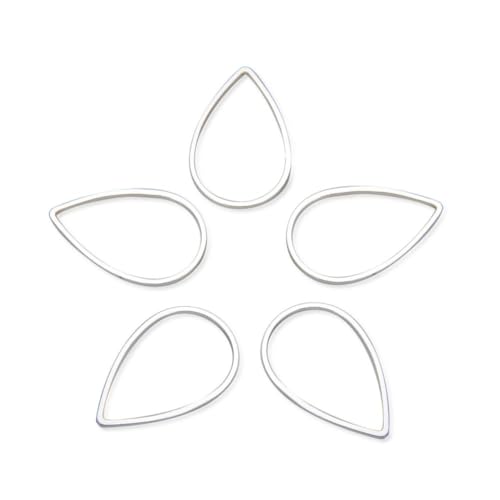 Adabele 50pcs Silver Teardrop Beading Hoop Link Jewelry Findings 25mm Long Geometric Connector Open Back Bezel Frame for DIY Craft Jewelry Making CF70-3 - size: Teardrop Shape (0.98 Inch)