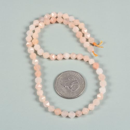 Peach Aventurine 6mm Gemstone Triangle Faceted Round Loose Beads Strand 15.5" DIY Jewelry Making - color: Peach Aventurine