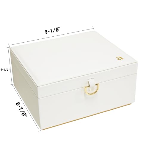 COLLECTIVE HOME - Monogram Jewelry Box with Mirror, Custom Gold Letter Engraving, Elegant Jewelry Organizer with Removable Tray, Gift for Mother’s Day, Girlfriend, Birthday (q) - color: q