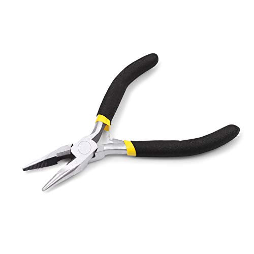 Mini Long Nose Pliers with Wire Cutter 5 Inch Serrated Jaw Mini Beading Pliers for Jewelry Making Micro Precision DIY Handcraft Tool - size: Long Nose