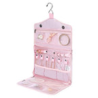 MOSISO Hanging Travel Jewelry Organizer Case, Foldable Portable Jewelry Organizer Bag with Hook & Handle for Necklace, Earrings, Rings, Bracelets and Daily Jewelries Carrying, Pink