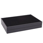 Juvale Ring Display Tray - Velvet Protection & Jewelry Display - Removable Pad & Earring Storage - Stackable Jewelry Trays & Glasses Holder for Nightstand - Pack of 2, 13.8 x 9.5 x 1.3 in, Black