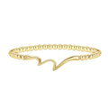 Mothers Day Gifts - Beaded Bracelets for Women 14K Silver Gold Plated Stretch Handmade Ball Bracelets Cute Charm Bracelet Dainty Stackable Cross Heart Bow Wave CZ Circle Trendy Jewelry Easter Gifts - color: wave