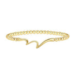 Mothers Day Gifts - Beaded Bracelets for Women 14K Silver Gold Plated Stretch Handmade Ball Bracelets Cute Charm Bracelet Dainty Stackable Cross Heart Bow Wave CZ Circle Trendy Jewelry Easter Gifts - color: wave