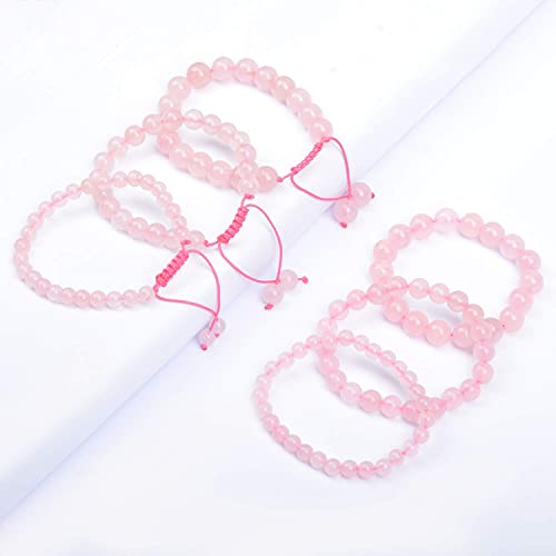 AD Beads Natural Gemstone Round Loose Beads 15" for Bracelet Necklace Earrings Jwelery Making Crafts DIY (4mm, Rose Quartz) - color: Rose Quartz, size: 4mm
