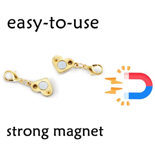 925 Silver Heart-Shaped Magnetic Necklace Clasps and Closures, Magnetic Clasp Converter for Jewelry Making Supplies,Chain Extender Connector for Necklace Bracelet (2pcs Gold) - color: 2pcs gold