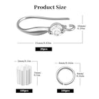 220PCS Earring Findings for Jewelry Making, Silver Earring Hooks with Cubic Zirconia Hypoallergenic Fish Hooks for DIY Earrings - color: Silver-Big Cubic Zirconia Earring Hooks