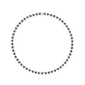 Gemsme 18K White Gold Plated Halo Necklace 5.0mm Round Cubic Zirconia Classic Tennis Necklace - color: Yellow Gold - Blue, size: 16 inch
