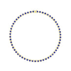 Gemsme 18K White Gold Plated Halo Necklace 5.0mm Round Cubic Zirconia Classic Tennis Necklace - color: Yellow Gold - Blue, size: 22 inch