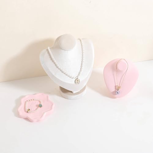 Velvet Necklace display stand for Selling, Jewelry Bust Mannequin for Show, Small Necklace Holder Stand【Beige】 - color: Beige