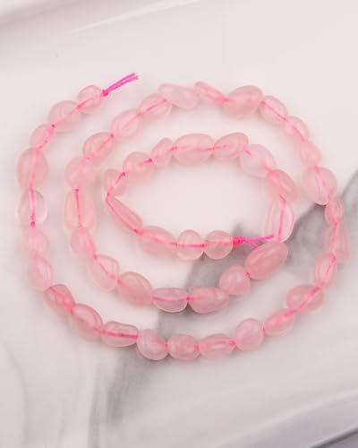 Natural Stone Beads 6-8mm Rose Quartz Oval Irregular Freeform Tumbled Loose Gemstone Beads for Jewelry Making 15 Inch Strand 50-55 Pcs - color: Rose Quartz-1 strand15”-approx. 55 beads