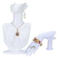 UNICRAFTALE 2pcs Jewelry Mannequin Displays Set White Resin Side Body Model Bust Shaped Jewelrys Necklace Display Stands and Mannequin Hand Bracelet Necklace Ring Display Stand for Jewelry Displays - color: White
