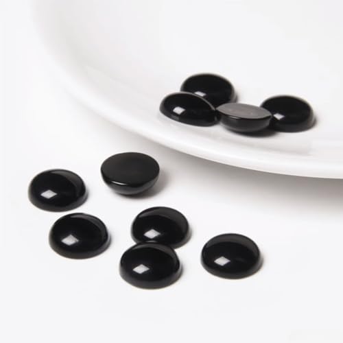 20pcs 6mm Natural Stone No Hole Black Agate Semicircle Smooth Cabochons Beads Healing Chakra Crystal Stone Bead for Jewelry Making Rings Earrings Necklace Bracelet DIY Crafts - color: Black Agate, size: 6mm