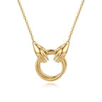 Fettero Dainty Gold Necklace for Women - 14K Gold Plated Hand Pendant Neckalces Gifts for Friends Hand Sign Language Trendy Charm Gesture Necklace Jewelry Gift - style: Circle
