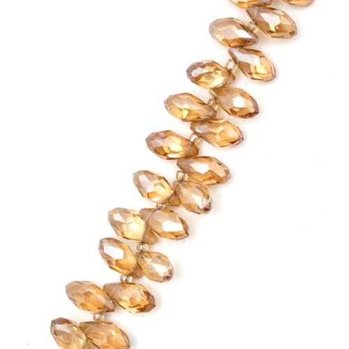 200pcs Czech 12mm Faceted Teardrop Briolette Crystal Glass Loose Beads Pendant Drop Spacer Bulk Golden Shadow for DIY Jewelry Making CCT2-28 - color: Golden Shadow, size: 12x6mm - 200pcs