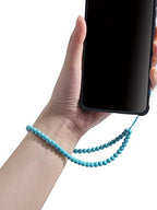 Semi-Precious Gem Stones Beaded Phone Charm Cell Phone Lanyard Wrist Strap Handmade Natural Gemstone Phone Chain string - color: Turquoise