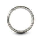 Chain Tool Ring - Gift for Cyclist - 8mm - Band - Gunmetal Black Silver - Personalized Custom Engraving - Men Women - Anniversary Engagement Wedding - Tungsten Carbide - Flat Dome Bevel - color: 04 - Grey Tungsten