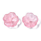 KISSITTY 100pcs Flower Glass Beads Pink Crystal Aesthetic Flowers Drilled Bead Caps Charm Spacers for DIY Necklaces Earrings Bracelets Jewelry Craft Making for Women - color: Pink