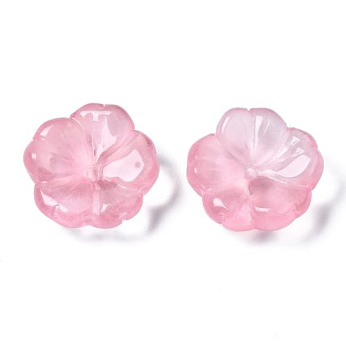 KISSITTY 100pcs Flower Glass Beads Pink Crystal Aesthetic Flowers Drilled Bead Caps Charm Spacers for DIY Necklaces Earrings Bracelets Jewelry Craft Making for Women - color: Pink