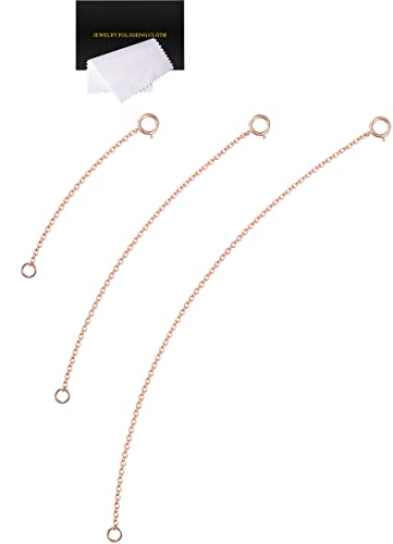 Rose Gold Necklace Extender Rose Gold, 925 Sterling Silver Necklace Extender Chain Bracelet Anklet Jewelry Extension for Necklaces, 3 Piece Set (2, 4, 6 Inches) - color: RoseGold, size: 2 4 6 inch