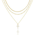 LANE WOODS Gold Plated Necklaces for Women - Multilayer Coin Medallion Pendant Necklace Adjustable Layering Choker Necklaces Chain Set Jewelry - style: Cross-Gold