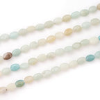6×8mm Natural Amazonite Gemstone Loose Beads Flat Oval Healing Crystal Loose Stone Beads for Jewelry Necklace Bracelet Earring Craft - color: Amazonite