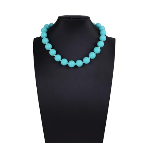 Caiyao Bohemian Colorful Acrylic Round Beaded Choker Necklaces Handmade Adjustable Resin Beads Clavicle Rope Necklace for Women Men Ethnic Costume Party Vacation Jewelry Gifts - color: Light blue