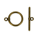 30 Sets Elegant Round Toggle Clasp T-Bar Closure 14mm (0.55 Inch) Tarnish Resistant Antique Bronze for DIY Craft Jewelry Making CF181-4 - color: Antique bronze (simple design), size: 14mm/simple - 30 Sets