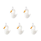 FASHEWELRY 5Pcs Handmade Swan Lampwork Glass Pendants White Swan Goose Spacer Beads Charms for DIY Necklace Bracelet Jewelry Craft Making - color: Swan-White