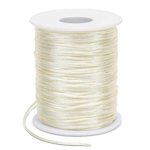 1.5mm Nylon Cord 328 Feet Satin Cord Nylon String for Bracelets, Bracelet Thread Bead String for Jewelry Making, Necklace, Chinese Knotting, Beading, DIY Crafts (Off White) - color: Off White, size: 1.5mm x 328 Feet