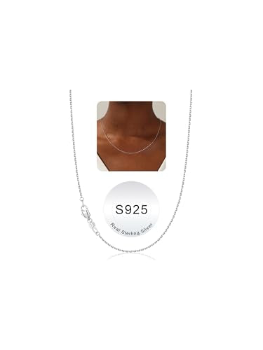 IEFWELL S925 Sterling Silver Chain Necklace for Women - 1.2 mm Sterling Silver Cable Chain, Sturdy hypoallergenic, 14/16/18/20/22/24 Inch Jewelry Gifts for Men Women - size: 22 Inch