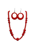 KZL Colorful Round Acrylic Beaded Jewelry Set for Women, Retro 80s Neon Dangle Earrings & Chunky Beaded Necklace, Costume Party Festival Accessories - color: Red