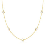 Mothers Day Gifts - Dainty Silver Gold Necklaces for Women Cute Station Choker Simulated Diamond Necklace Simple Layering CZ Necklace Trendy Jewelry Gifts - color: Gold, style: 5pcs Round CZ-Cable Chain