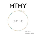 MTMY Beaded Necklaces for Women 14K Gold Plated Dainty Colorful Green/Rose Beaded Pearl Choker Necklace Delicate Boho Choker Necklace Jewelry Gift - style: beads paper clip