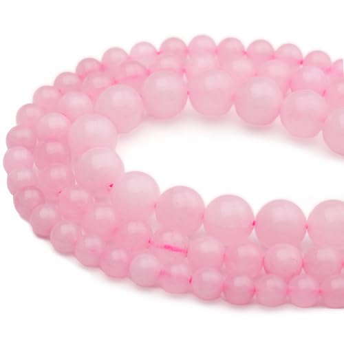 Natural Stone Beads Pink Jade 8mm Polished Round Smooth Gemstone Beads for Jewelry Making Supplies 15 Inch(45Beads) - color: Pink Jade 8mm-45pcs