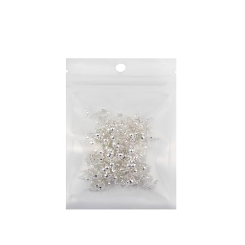 100 Pcs 925 Silver Crimp Beads for Jewelry Making - 4mm Crimp Bead Covers, Knot Covers for Jewelry Making, Knot Covers Clamshell Fold-Over Bead Covers for DIY Bracelets Necklaces - color: Silver