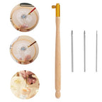 Tambour Hook with 3 Needles Wood Handle Embroidery Crochet Hook Kit for Beading Sequins DIY Sewing Accessories Needlework Tool Set Chain Stitch Embroidery Fabric Crafts Burlywood - color: BurlyWood