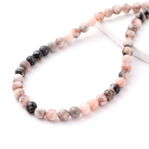 6mm 60pcs DIY Natural Pink Zebra Stone Beads Round Healing Crystal Gemstone Loose Beads for Jewelry Making Handmade Bracelet Necklace - color: Pink Zebra, size: 6mm