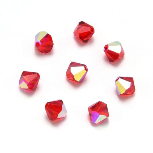 100pcs Authentic Preciosa 3mm (0.12 Inch) Small Faceted Bicone Crystal Loose Beads Light Siam AB Compatible with Swarovski Elements Crystals for Jewelry Making Pre-B360 - color: Light Siam AB, size: 3mm (0.12 Inch) - 100pcs