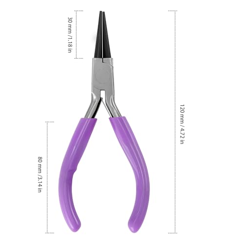 8 PCS 4.5 Inch Round Nose Jewelry Pliers, Purple Jewelry Making Grip with Double Leaf Spring, Perfect for Creating Bracelets, Earrings and Necklaces