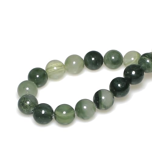 Natural Stone Beads Mixed Jasper Round Loose Beads for Jewelry Making DIY Bracelet Necklace (10mm) - color: Grass green jade, size: 10mm