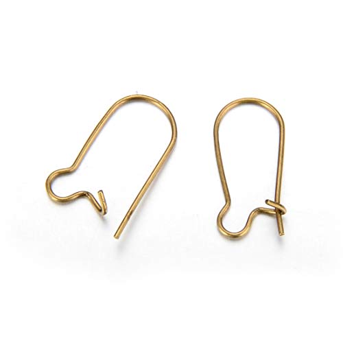 Adabele 200pcs Hypoallergenic Earring Hooks Kidney Ear Wire 18mm Long Antique Bronze Plated Brass for DIY Craft Earrings Jewelry Making CF46-18 - color: Antique Bronze, size: 18mm (0.71") - 200pcs