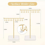 Necklace Holder Elegant Jewelry Holder Stand, Gold Necklace Organizer Rack with Ceramic Base Adjustable Jewelry Tree for Bracelets, Rings, Earrings Necklaces Hanger Display(Gold)