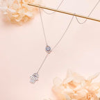 Long Necklace Sterling Silver Larait Bar Y Lariat Long Chain Drop Adjustable Necklace Gift for Her, 30" - style: Evil Eye Hamsa Hand Necklace
